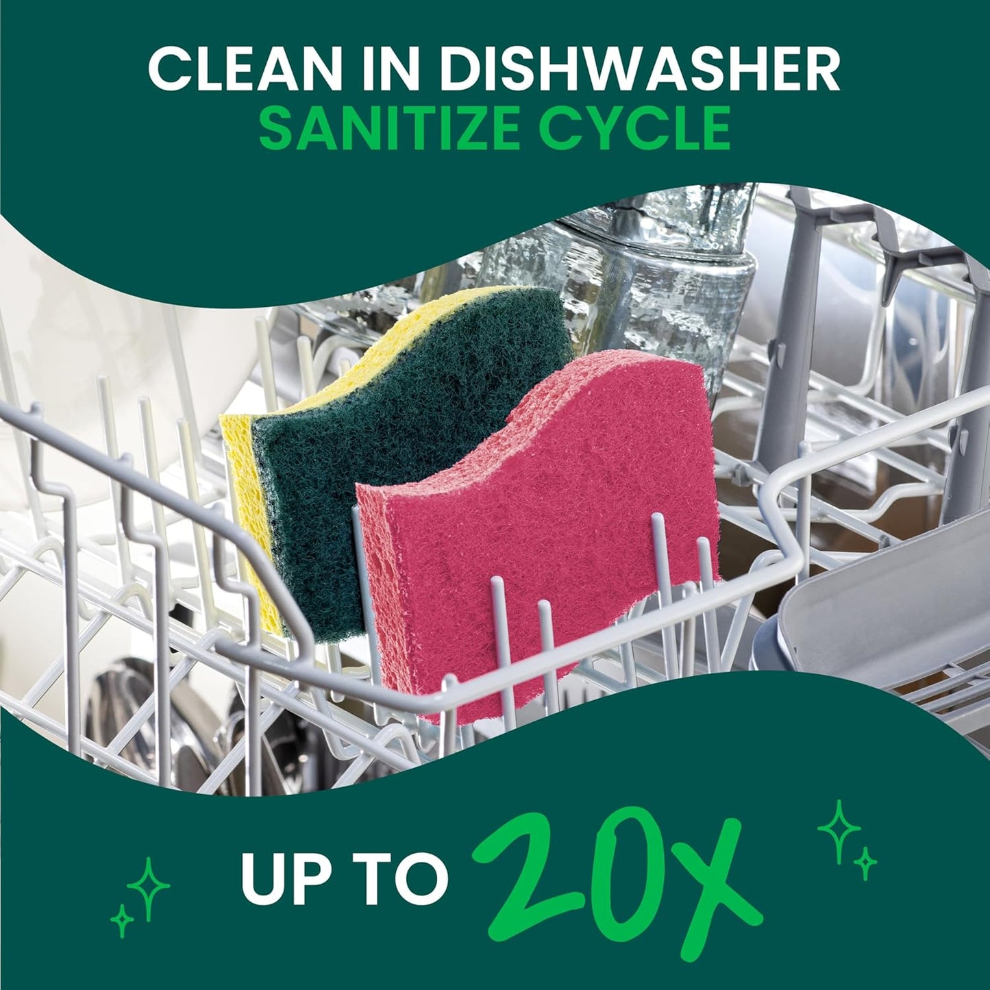 Scotch-Brite Delicate Clean Non-Scratch Scrub Sponge, 3 Nonscratch Kitchen Sponges for Gentle Cleaning of Porcelain, Fine china, Stemware, Nonstick Pots and Pans, Mirrors, Faucets, and More