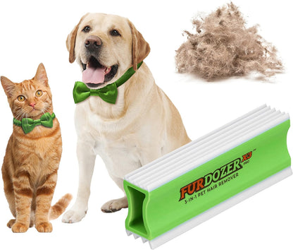 FurDozer Pet Hair Remover & Auto Detailing Tools - Cat & Dog Hair Remover for Carpets, Car Interiors, Couches, Bedding, & Pet Furniture (Gray, X3 PRO - 5" Long)