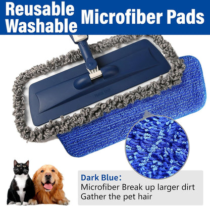 PowerMop for Floor Cleaning with 2 Washable Pads - Wet Dry Microfiber Mop with 720 ml Refillable Bottle for Kitchen Wood Floor Hardwood Laminate Ceramic Tiles Floors Dust Cleaning
