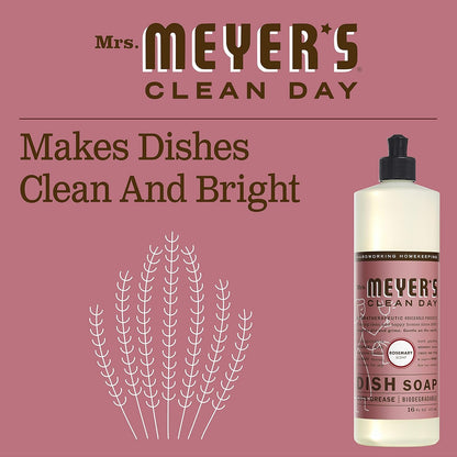 MRS. MEYER'S CLEAN DAY Liquid Dish Soap, Honeysuckle Scent, 16 Fl Oz Bottle