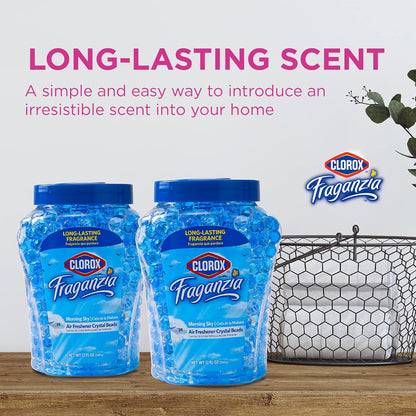 Clorox Fraganzia Crystal Beads Air Freshener, Long Lasting Room Deodorizer and Odor Eliminator Gel Beads to Freshen Home, Car, or Office, Lavender with Eucalyptus Scent, 12 Fl Oz
