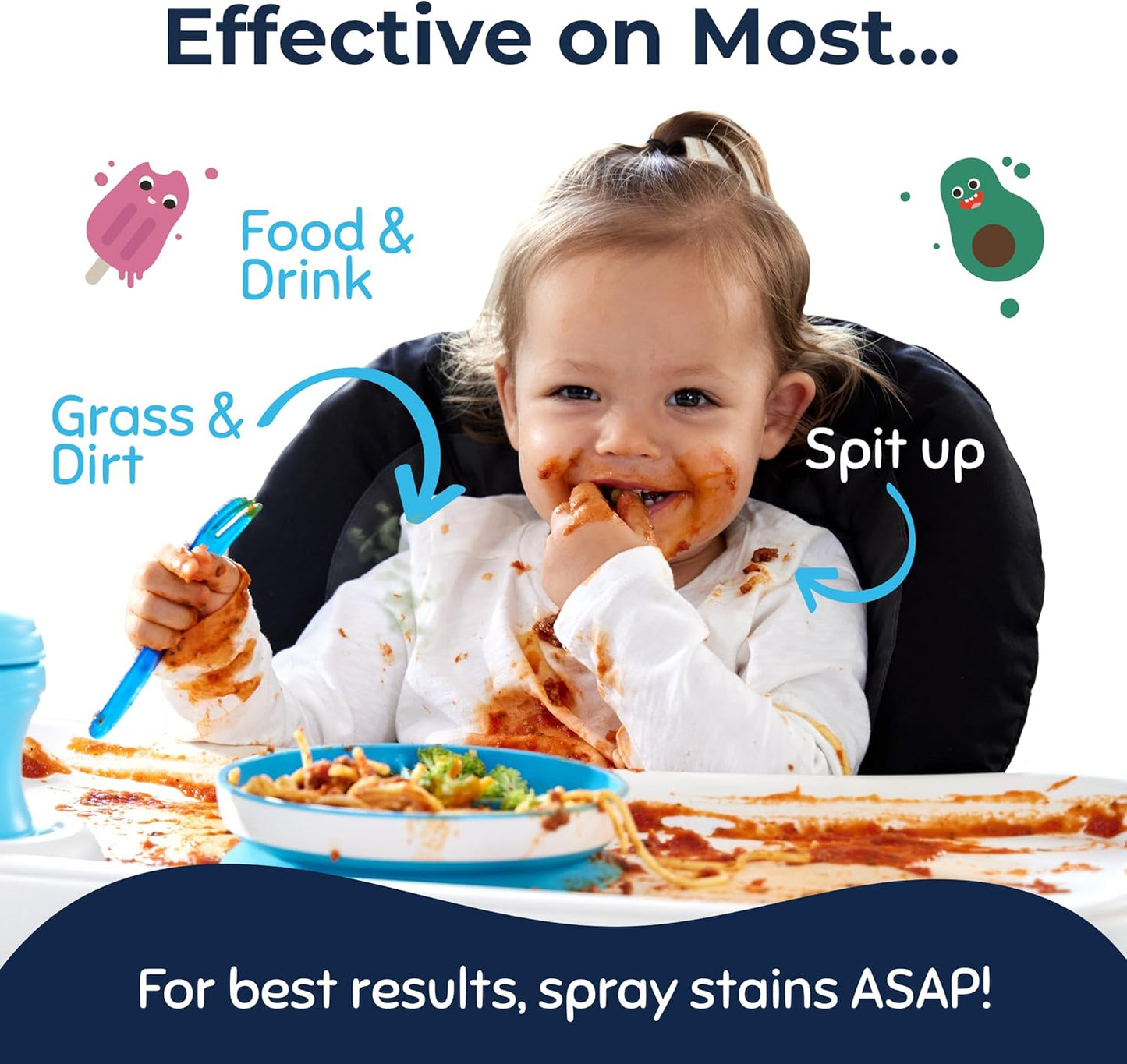 Miss Mouth's Messy Eater Stain Treater Spray - 4oz 2 Pack Stain Remover - Newborn & Baby Essentials - No Dry Cleaning Food, Grease, Coffee Off Laundry, Underwear, Fabric