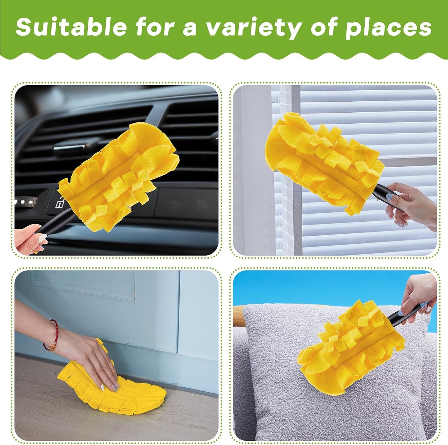 Zubebe 12 Pcs Duster Refill Reusable Fleece Duster Refills Feather Flat Dusters Multi Surface Washable Cleaning Pads Tools for Home, Blinds, Car, Pet, Furniture, Fans (Dark Color)