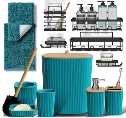 Clara Clark Bathroom Set - Sage Green Bathroom Accessories Set, 6PC Bathroom Accessory Set, Bathroom Sets with Toilet Brush, Trash Can & Soap Dispenser