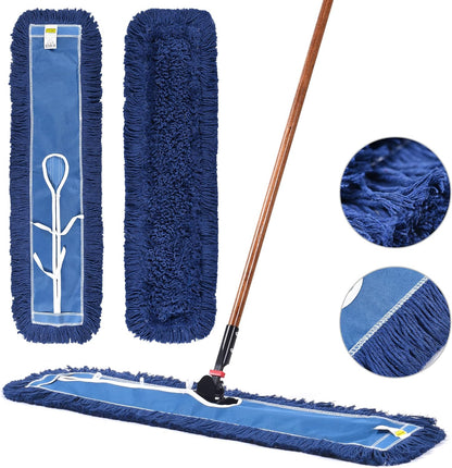 Matthew Cleaning 24'' Industrial Strength Cotton Dust Mop Refill Washable Replacement Heads for Residential & Commercial Use Fit Standard Dust Mop Frames, Hardwood, Laminate, Concrete Floors 3 Pack