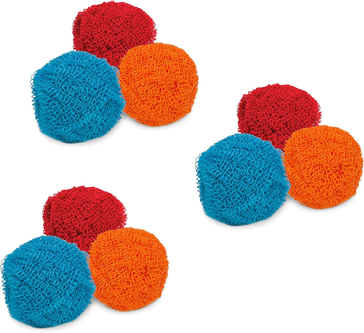HIC Kitchen Scouring Pad and Dish Scrubbers, Scratch Resistant and Non-Stick, Set of 3, Assorted