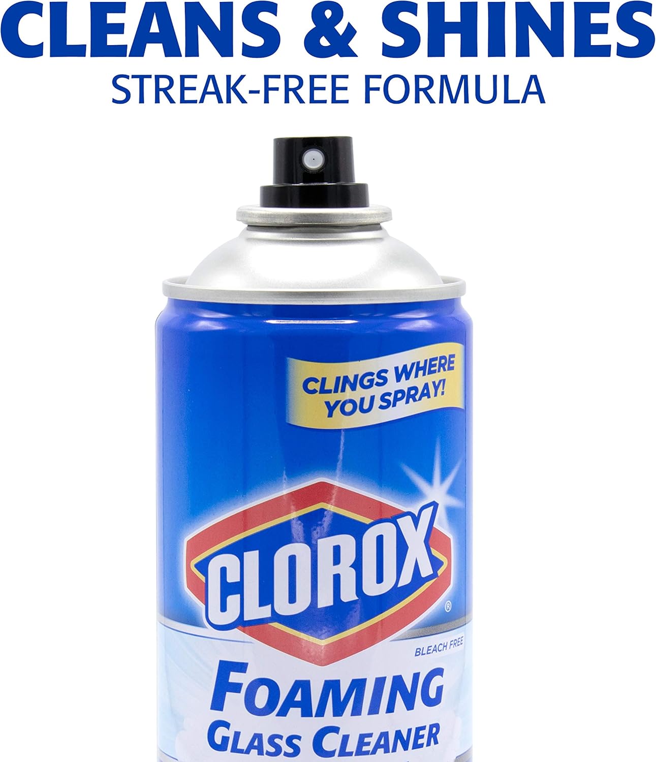 Clorox Foaming Glass Cleaner Aerosol - All Purpose Window And Glass Cleaning Spray Washes Away Dirt - Streak-Free & No-Drip formula for Windows and Mirrors, 16 Oz