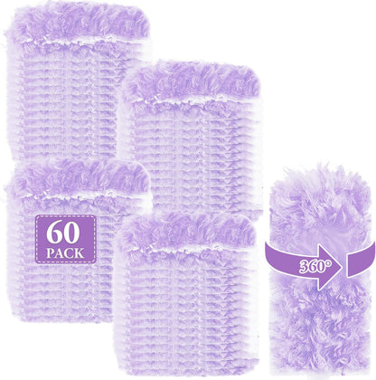 Dusters Refills 60 Count 360°Double-Sided Electrostatic Dusting Pads with Upgraded Thick Fibers, Disposable Duster Heads for Blinds Ceiling Fans Furniture Compatible with Swiffer Dusters（Purple）