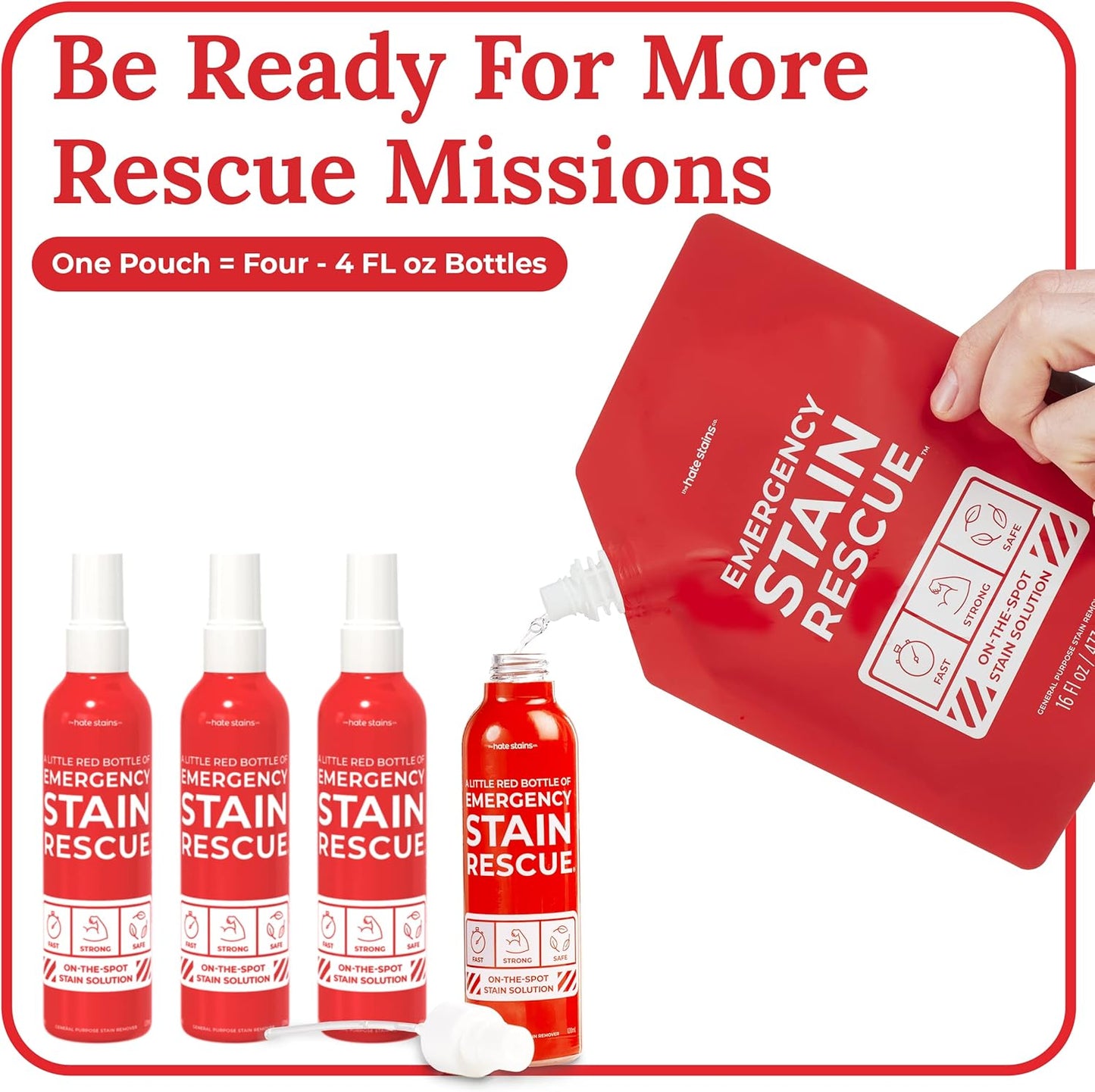 Emergency Stain Rescue Stain Remover Spray - For Wine & Coffee - Blood Stain Remover Clothes & Laundry - Carpet Cleaner Spray with No Added Phosphates - 2 x 4 Fl Oz