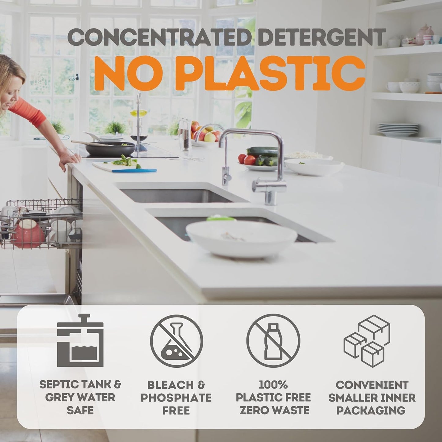 Dishwasher Detergent Sheets, 120 Washes, Natural Dishwasher Detergent Liquid, No Plastic or Phosphate Septic & Gray Water Safe, Organic, No Mess, Use in Dishwasher or Sink
