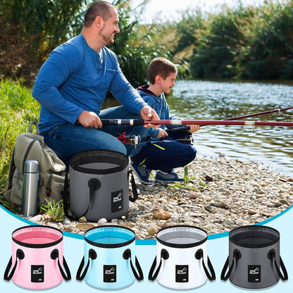 Tessco for you 4 Pcs 20L Collapsible Bucket with Handle 5 Gallon Portable Folding Bucket Foldable Water Container for Camping Hiking Fishing Beach Car Washing (Blue, Yellow, Orange, Black)