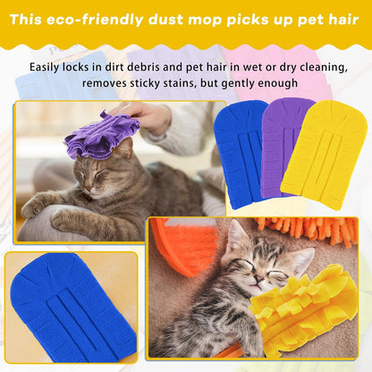 Zubebe 12 Pcs Duster Refill Reusable Fleece Duster Refills Feather Flat Dusters Multi Surface Washable Cleaning Pads Tools for Home, Blinds, Car, Pet, Furniture, Fans (Dark Color)