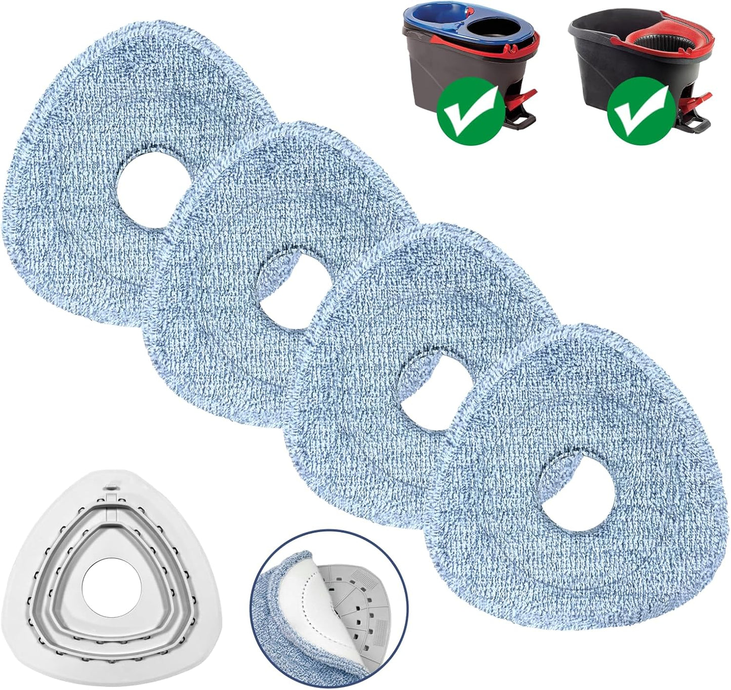 Mop Head Replacement, 3 Pack Spin Mop Refill Replace Head Compatible O Cedar Easywring 1-Tank System, Great Cleaning Power, Microfiber, Helper Housework, Machine Washable Easy-to-Replace, White