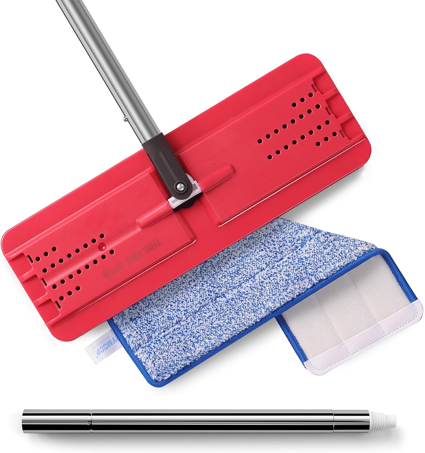 JOYMOOP Flat Mops, Microfiber Mop for Floor Cleaning and Wall Cleaner, 50" Mop Handle with Flexible 13" Flat Head with a Microfiber Mop Pad - White