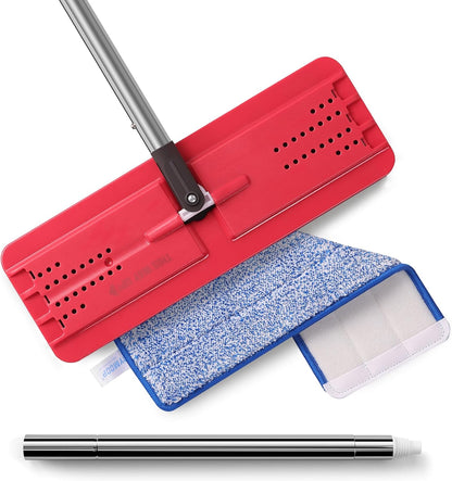 JOYMOOP Flat Mops, Microfiber Mop for Floor Cleaning and Wall Cleaner, 50" Mop Handle with Flexible 13" Flat Head with a Microfiber Mop Pad - White