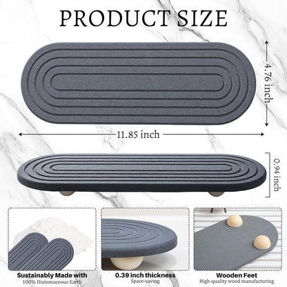 Instant Dry Sink Caddy Organizer, Fast Drying Sink Caddy, Water Absorbing Stone Sponge Holder for Kitchen and Bathroom Countertop with Natural Loofah and Wooden Feet
