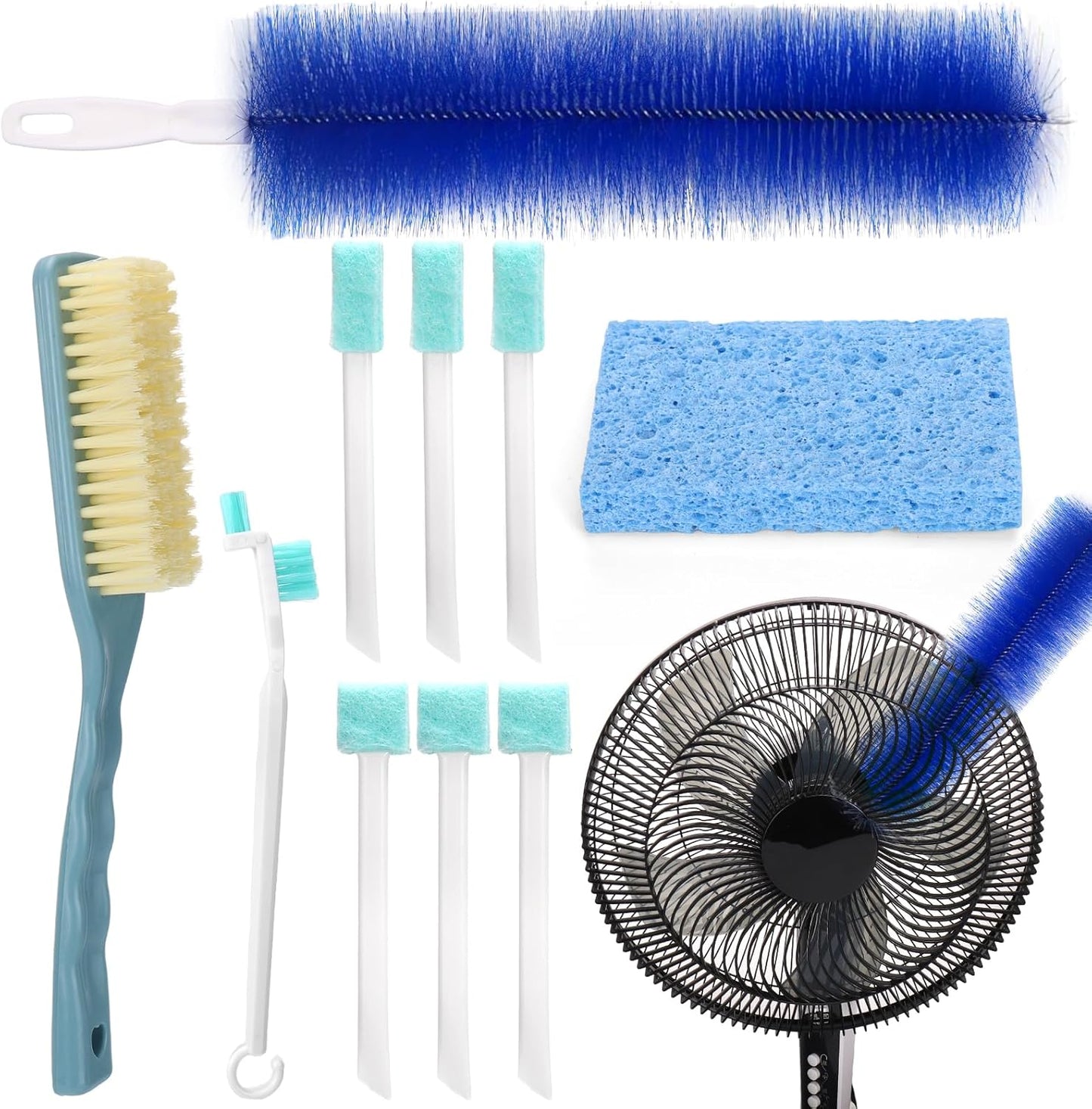 XANGNIER Fan Cleaning Brush Tools Set,6 Pcs Fan Cleaner for Stand up Fan/Desk/Window Exhaust/Box/Oscillating/Standing/Floor/Clip on/Wall/Table/Wall Mount/Pedesta Fan,Bendable Cobweb Duster Remover