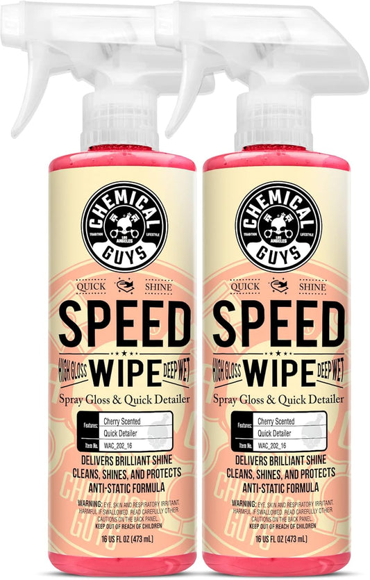 Chemical Guys Speed Wipe Quick Detailer - High Gloss, Streak-Free Shine, Detail Spray for Cars, Trucks, Motorcycles, RVs, and More, Safe on Paint, Glass, Wheels, and Trim, Cherry Scent, 16 fl oz