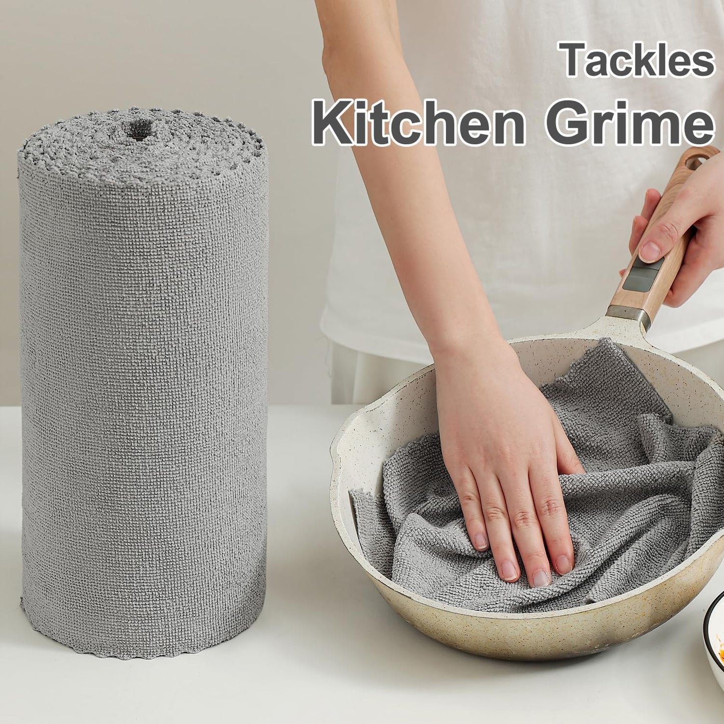 80 Pack Microfiber Cleaning Cloth Roll Reusable Paper Towels 12"x12" Tear Away Cloth, Microfiber Towels for Cars, Wash Cloths, Lint Free Dark Grey Rags for House, Kitchen,Window,Cleaning Supplies