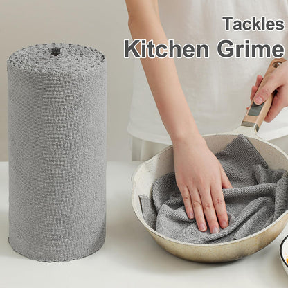 80 Pack Microfiber Cleaning Cloth Roll Reusable Paper Towels 12"x12" Tear Away Cloth, Microfiber Towels for Cars, Wash Cloths, Lint Free Dark Grey Rags for House, Kitchen,Window,Cleaning Supplies