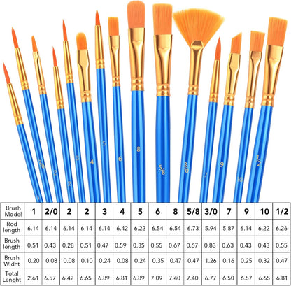 Acrylic Paint Brush Set, 1 Packs / 10 pcs Watercolor Brushes Painting Brush Nylon Hair Brushes for All Purpose Oil Watercolor Painting Artist Professional Kits.