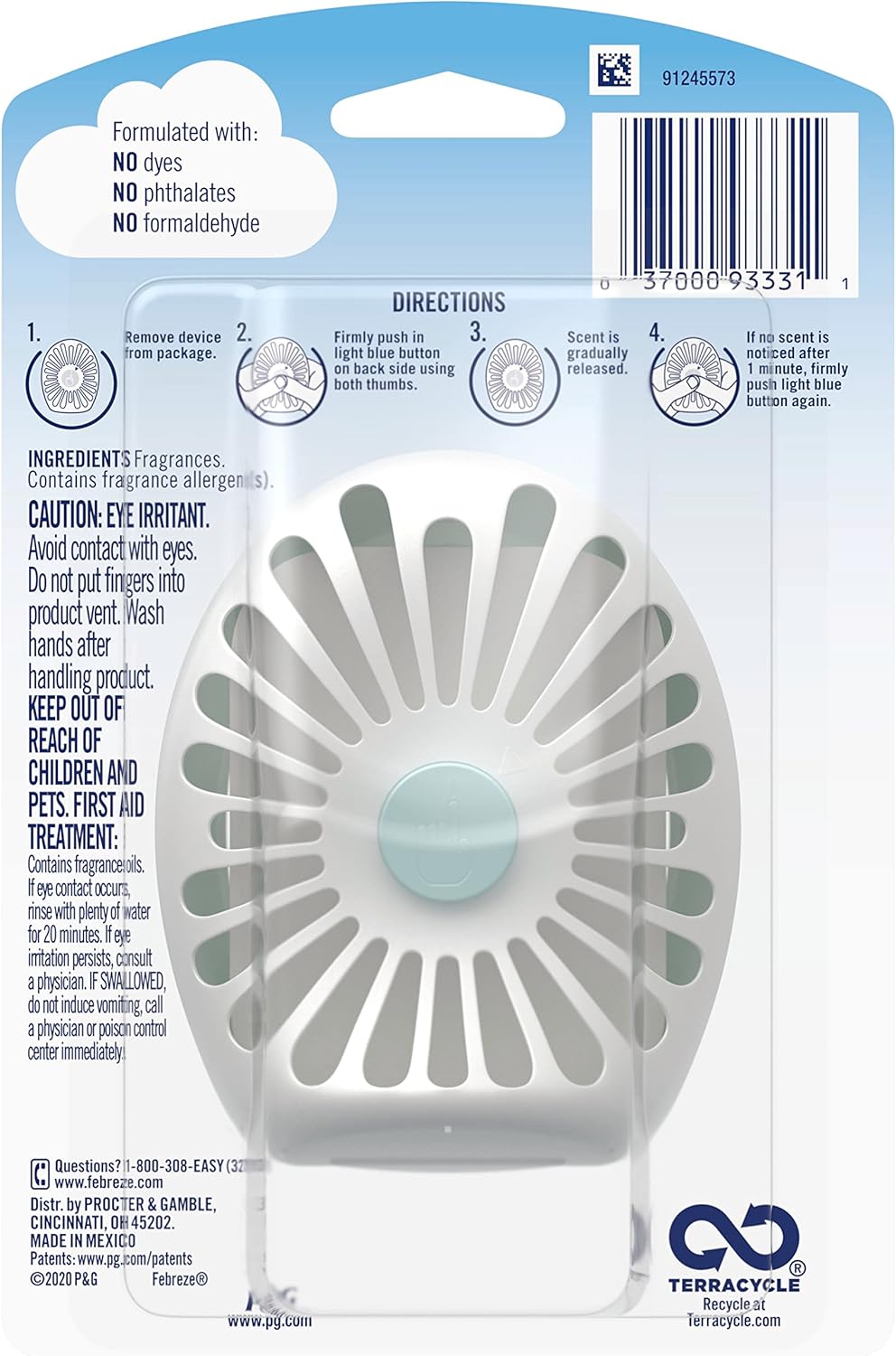Febreze Bathroom Air Freshener, Odor-Fighting, Plug In Alternative, Air Fresheners for Small Spaces in Home, Bathroom, Kitchen, & Closet, Pet & Litter Box Odor Fighter, Gain Original Scent, 4ct