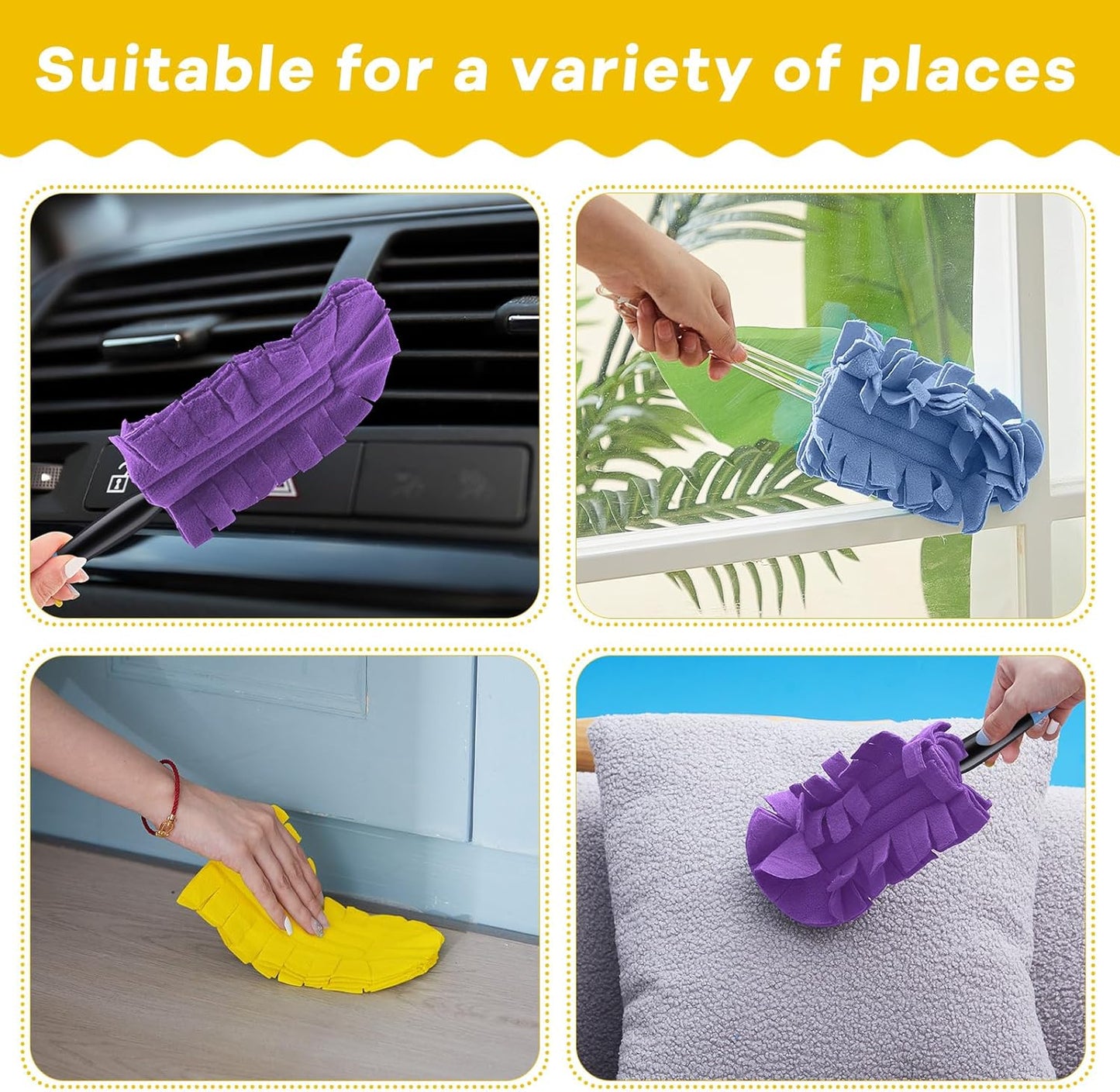 Zubebe 12 Pcs Duster Refill Reusable Fleece Duster Refills Feather Flat Dusters Multi Surface Washable Cleaning Pads Tools for Home, Blinds, Car, Pet, Furniture, Fans (Dark Color)