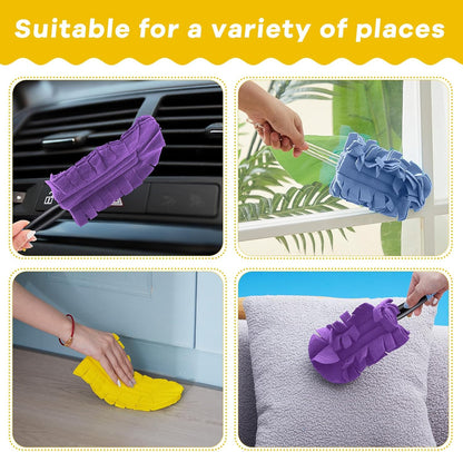 Zubebe 12 Pcs Duster Refill Reusable Fleece Duster Refills Feather Flat Dusters Multi Surface Washable Cleaning Pads Tools for Home, Blinds, Car, Pet, Furniture, Fans (Dark Color)
