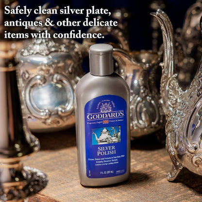 Goddard’s Silver Polish Foam – Silver Jewelry Cleaner for Antiques, Accessories, Ornaments & More – Silver Cleaner for Silverware Protection – Tarnish Remover for Jewelry w/Sponge Applicator (6 oz)