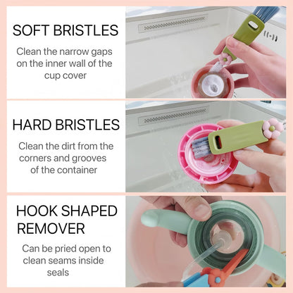 3 in 1 Cup Lid Cleaning Brush, Multifunctional Bottle Brush, Water Bottle Cleaner Brush, Portable Cup Lid Gap Cleaner, Home Kitchen Crevice Brush Tools (3 PCS)