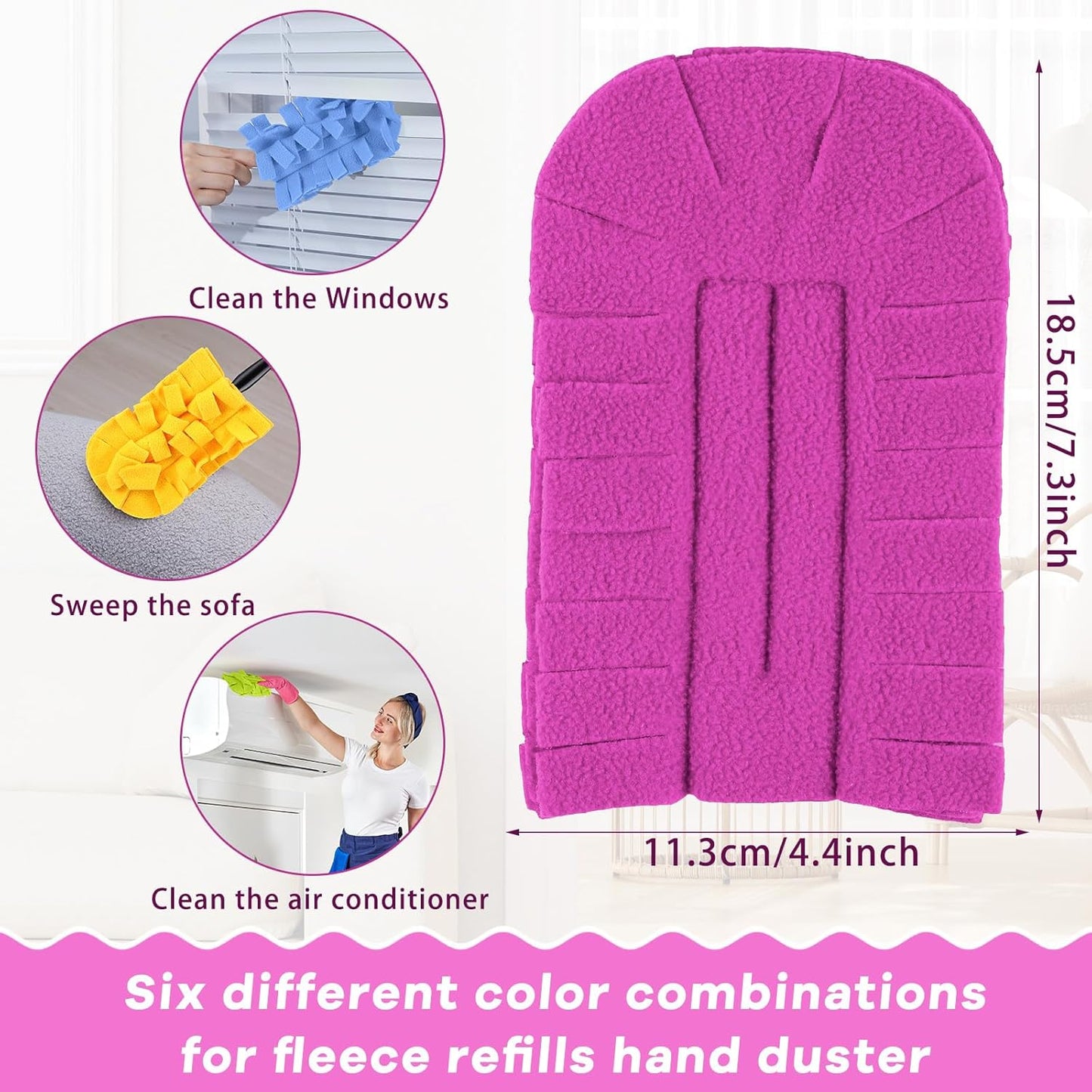 Zubebe 12 Pcs Duster Refill Reusable Fleece Duster Refills Feather Flat Dusters Multi Surface Washable Cleaning Pads Tools for Home, Blinds, Car, Pet, Furniture, Fans (Dark Color)