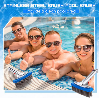 Gejoy 1 Pcs 5" Stainless Steel Brush Pool Brush Head for Inground Pools, Algae Metal Wire Bristles and Aluminum Back Scrubber Heavy Duty Curved Ends for Tiles, Rust Stains Concrete Walls