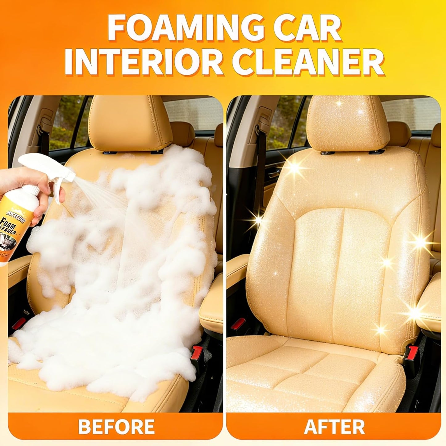 Jocecury 2Pcs Multi-Purpose Foam Cleaner, 600ML Car Interior Cleaner for Leather Seats, Fabric, Vinyl & Carpet, No Rinse Interior Detailer Spray for Shoes, Clothes & Home Surfaces