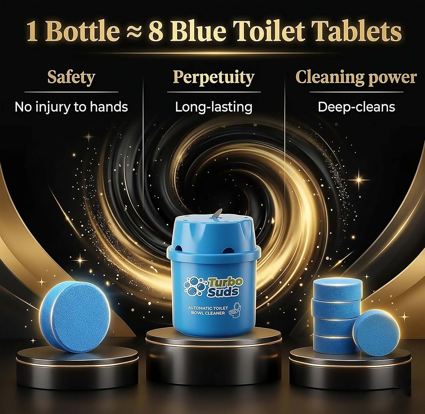 Ultra-Long Lasting Toilet Bowl Cleaners – 6 Pack Automatic Toilet Tank Cleaning Bottles Tablets, Long-Lasting Stain & Odor Control, Septic-Safe, Blue Water, Fresh Scent