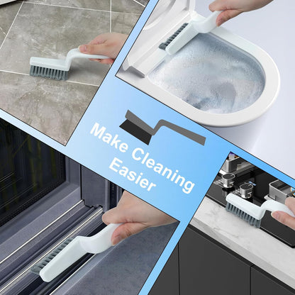 MIXVOVA V-Shaped Grout Cleaner Brush, 3 Pcs Grout Brushes for Tile Floor, Handheld Grout Cleaning Brushes Set with 3 Hooks for Shower, Bathroom, Kitchen, Home Use, Stiff Bristle