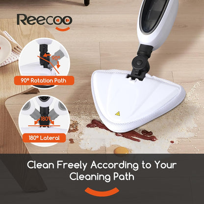 REECOO Steam Mop with Attachments,20s Rapid Heating,Lightweight Floor Steamer for Kitchen, Living Room Wood Floor Tile Carpet Cleaning