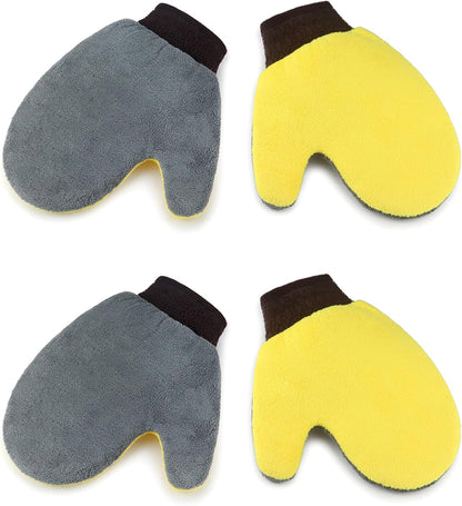 QWORK 4 Pack Painter's Gloves, Soft Microfiber Terry Mitts for Cleaning, Dusting, and Painting