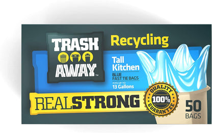 Heavy Duty Clear Recycling Bags | Tall & Strong Bags for Home & Kitchen - (30 Ct, 30 Gallons) Large Trash Bags Paper, Plastic & Aluminum | Thick Recycle Bin Bags (Clear)
