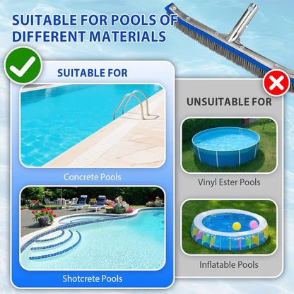 5-Inch Pool Brush Head - Combo Nylon & Stainless Steel Wire Bristles, Heavy Duty Metal Pool Brushes for Extra Scrubbing Power, for Cleaning Inground Pool Tiles, Concrete, Walls, Floor, Steps, Corners