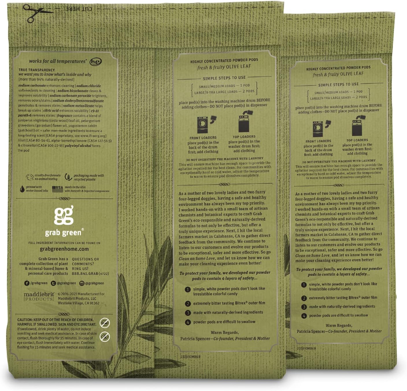 Grab Green Stoneworks Laundry Detergent Pods, 100 Count, Birch Branch Scent, Plant and Mineral Based, Cleans Deeply, Eliminates Odors, Fights Stains