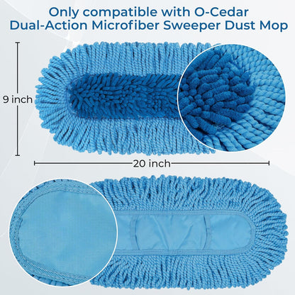 2 Pack Dust Mop Replacement Head for Floor Duster Compatible with O-Cedar Hardwood Floor 'N Baseboard Dust Mop