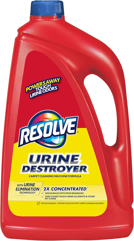 Resolve Urine Destroyer Steam Carpet Cleaner Solution – 2X Concentrated Formula Urine Eliminator for Pet Stains & Odors, Safe for Bissell, Hoover & Rug Doctor, 60 fl oz