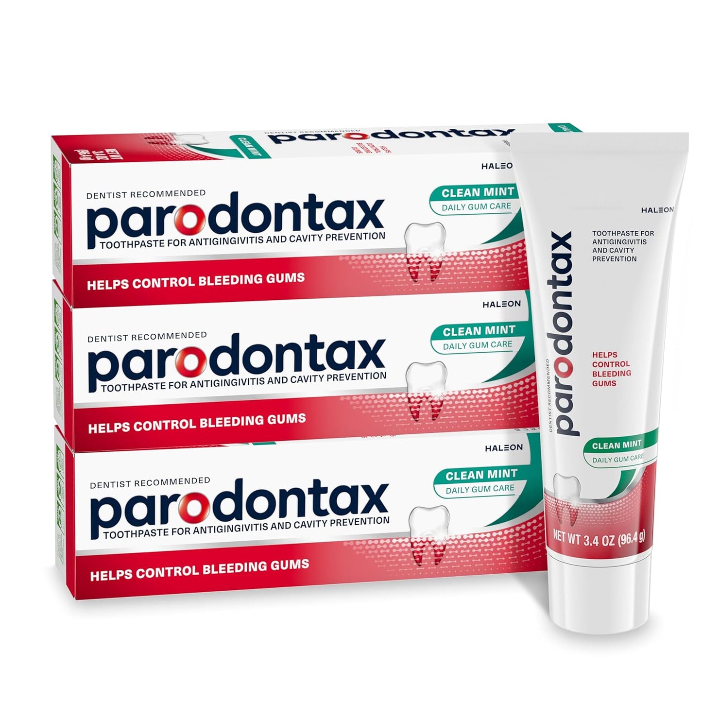 Parodontax Toothpaste for Bleeding Gums, Gingivitis Treatment and Cavity Prevention, Clean mint - 3.4 Ounces