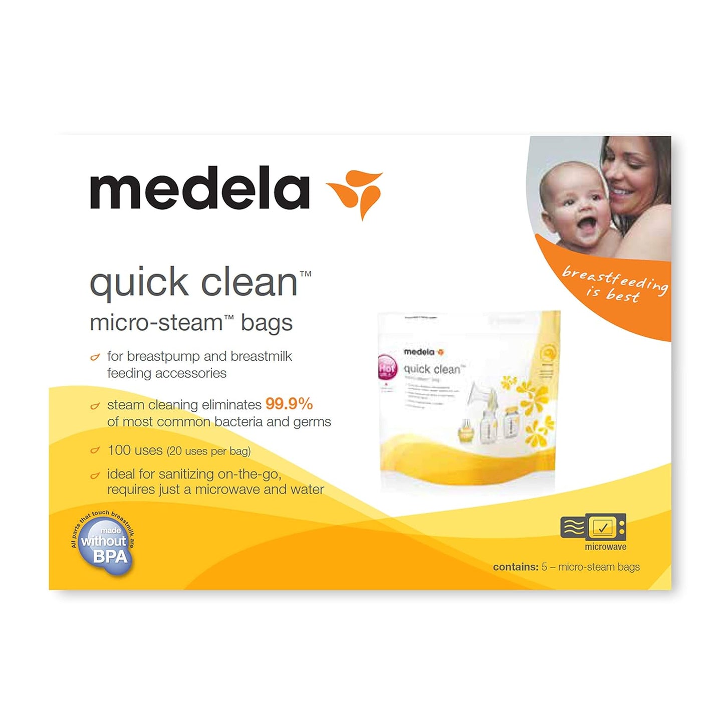 Medela Quick Clean Breast Pump and Accessory Sanitizer Spray Safe No Rinse Breastpump Sterilizer Eliminates 99.9 of Common Bacteria and Germs 8 Fluid Ounces, Clear