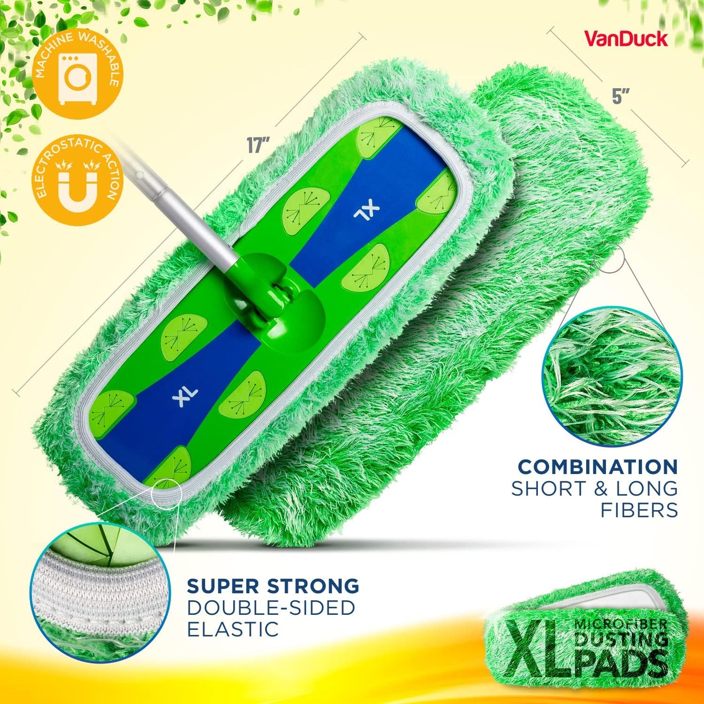 VanDuck XL Cotton Mop Pads Compatible with Swiffer XL (2 Pack) - Extra Large Wet and Dry Pads Refills - Cotton Covers Reusable Mop Heads (Handle is Not Included)