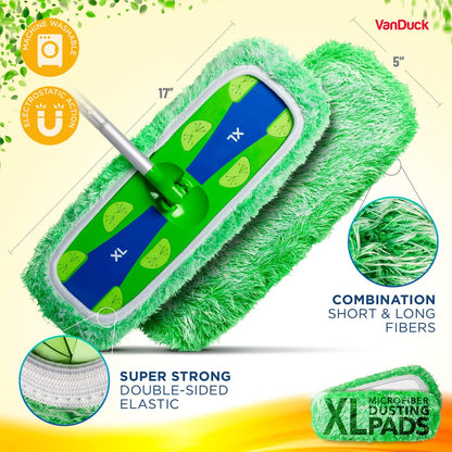 VanDuck XL Cotton Mop Pads Compatible with Swiffer XL (2 Pack) - Extra Large Wet and Dry Pads Refills - Cotton Covers Reusable Mop Heads (Handle is Not Included)