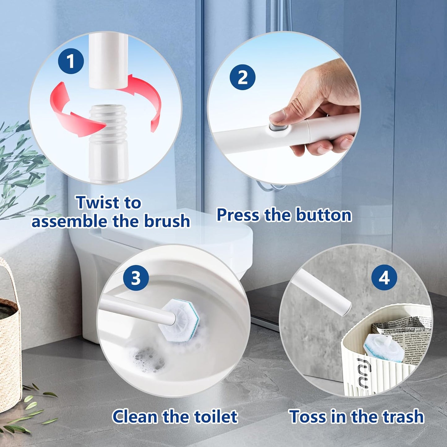 80 Toilet Wand Refills for Clorox Toilet Wand, Disposable Toilet Brush Head with Rich Foaming, Extra Thick Triple-layer Refills, Strong Cleaning & Scrubbing Power, Won't Fall Off or Fall Apart
