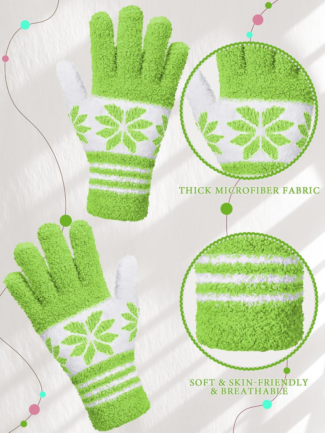 Patelai 3 Pairs Microfiber Plant Dusting Gloves Leaf Cleaning Gloves for Indoor Plants, Blinds, Furniture, House (Green Yellow,Blue,Pink,Medium)