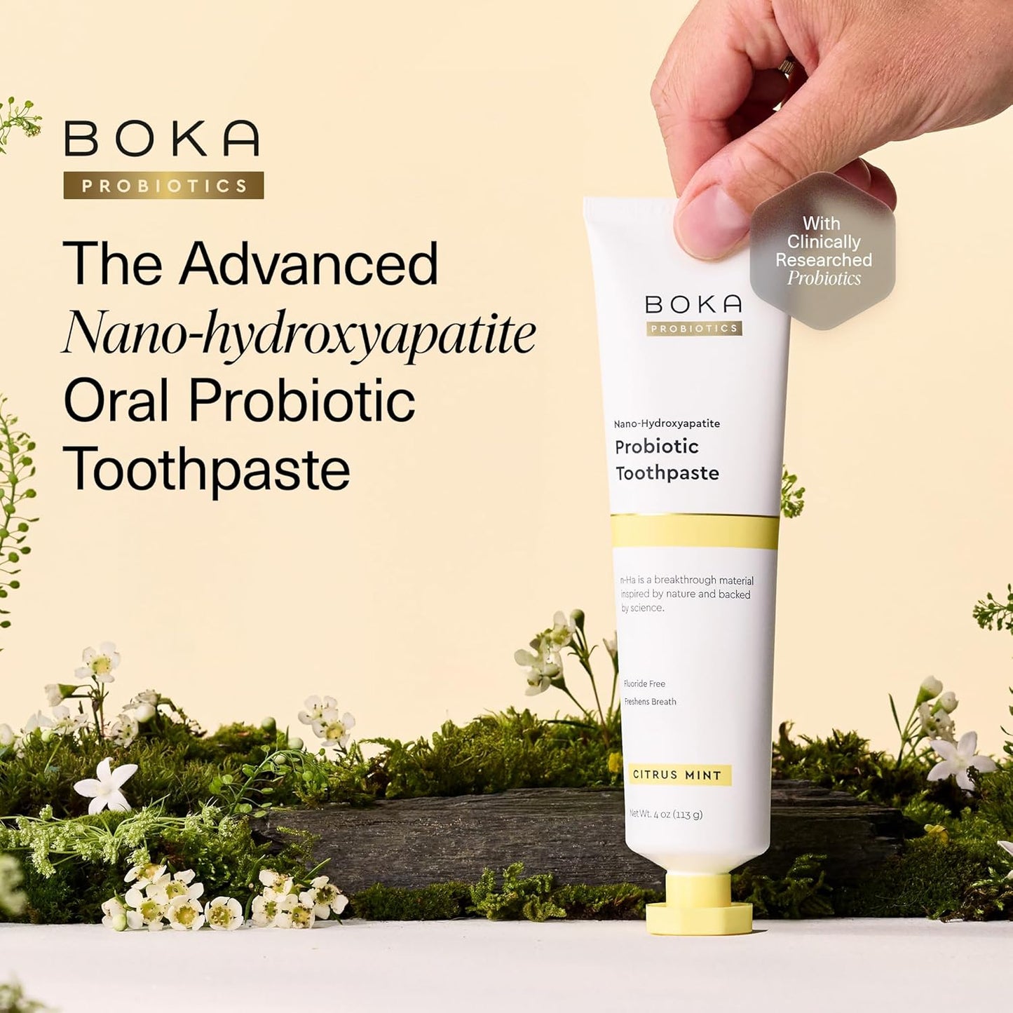 Boka Fluoride Free Toothpaste, Nano Hydroxyapatite Toothpaste, Appropriate for Sensitive Teeth, for Adult, Kids Oral Care - Whitening* Refresh Mint, 1.3 Fl Oz 2Pk US Manufactured
