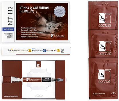 Noctua NT-H2 3.5g AM5 Edition, Pro-Grade Thermal Compound with Thermal Paste Guard for AMD AM5 CPUs incl. 3 Cleaning Wipes (3.5g)